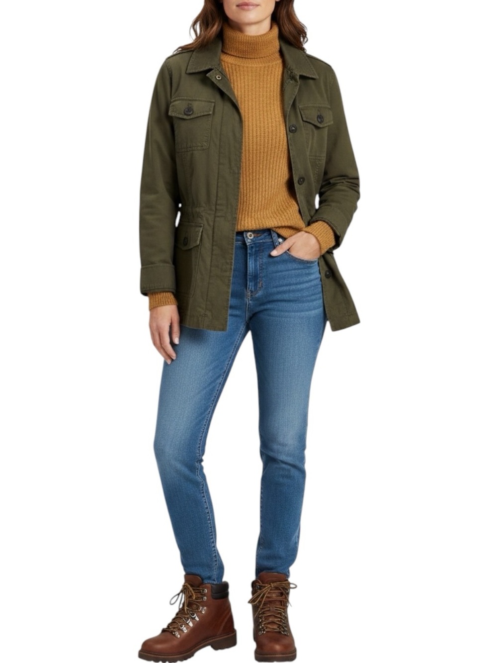 TALBOTS Lightweight Field / Utility Jacket in Deep Olive Green Size 4P (PETITE) - Picture 2 of 11